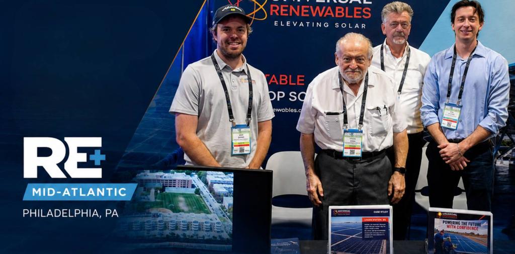 Universal Renewables team at the RE+ Mid-Atlantic booth in Philadelphia