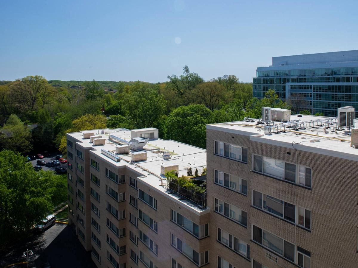 Roof of Kenmore before the solar canopy, with rooftop equipment