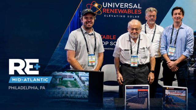 Universal Renewables team at the RE+ Mid-Atlantic booth in Philadelphia