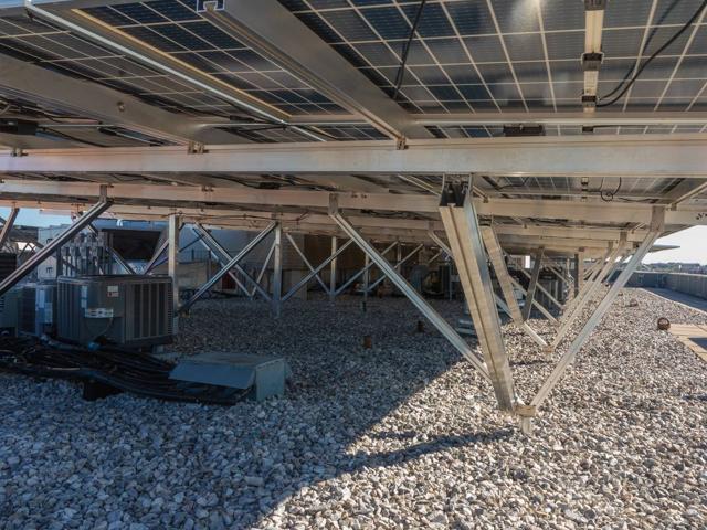 HVAC units beneath the elevated solar canopy at 1441 Rhode Island Ave.