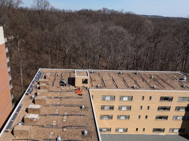 Aerial view of the roof of 3801 Connecticut Ave. before the solar canopy was installed