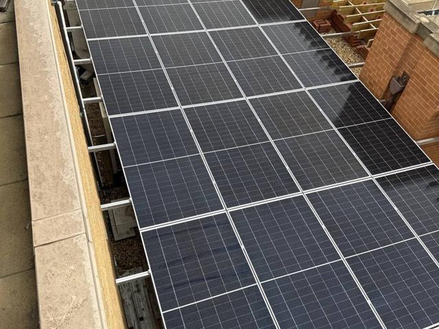 Solar array along the roof edge at 616, seen from above