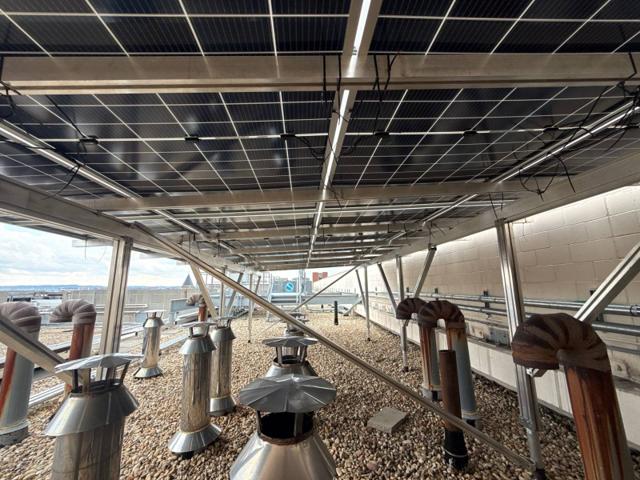 Vent stacks and goosenecks under the solar canopy at 616