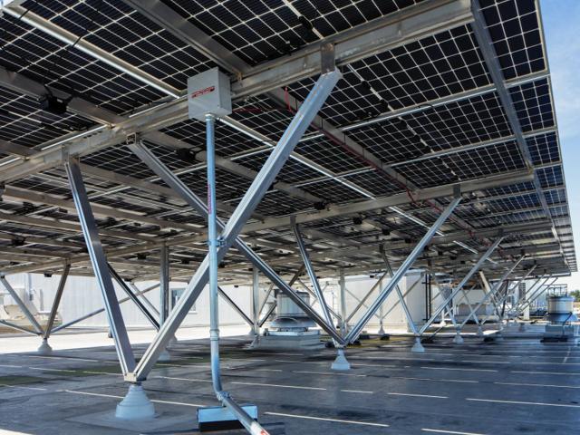 W System supports beneath the solar canopy at Kenmore