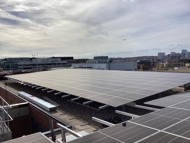 Solar array on flush mount racking on the roof of Lafayette