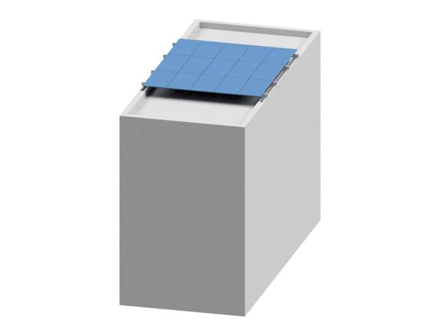 3D model of the parapet to parapet residential racking on a rowhouse roof