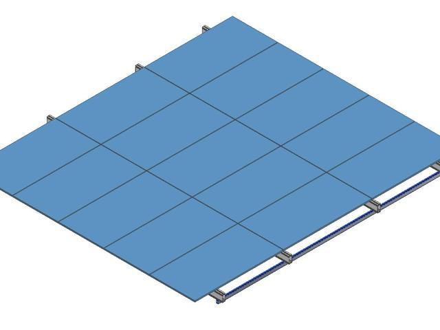 3D model of the parapet to parapet racking frame and panels