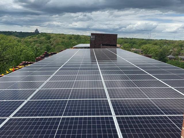 Solar canopy across the roof of Randolph Towers