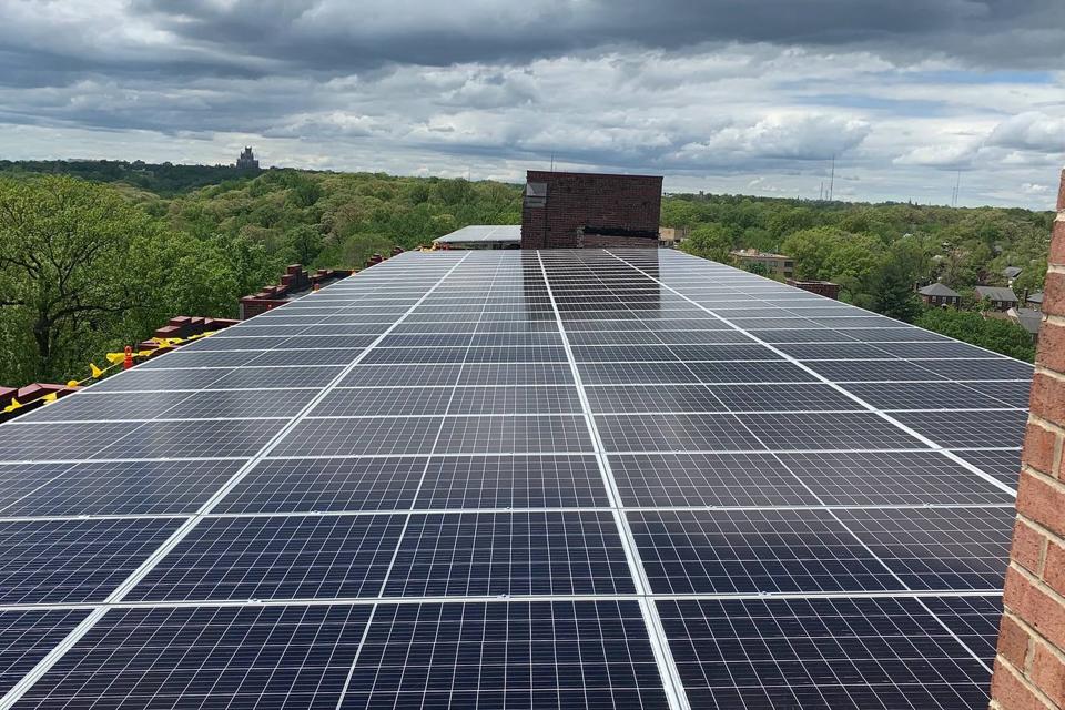Solar canopy across the roof of Randolph Towers